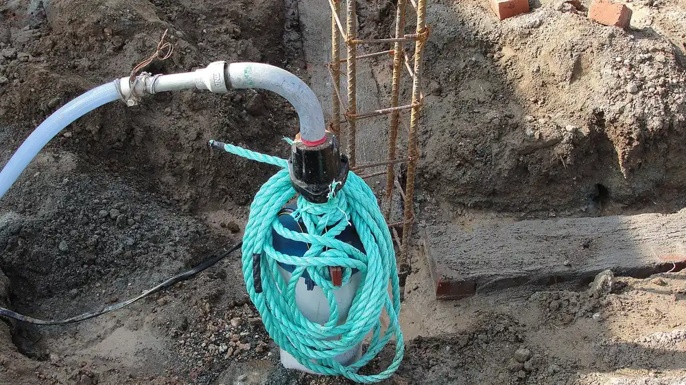 Coiled cable probe sensor on a construction site trench